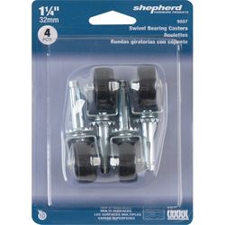 Shepherd Hardware 1-1/4 in. D Swivel Plastic Caster with Stem 40 lb 4 pk