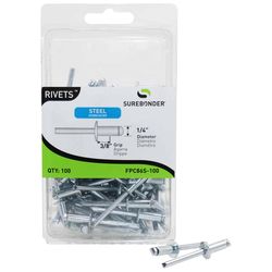 Surebonder 1/4 in. D X 1/4 in. Steel Rivets Silver 100 pk