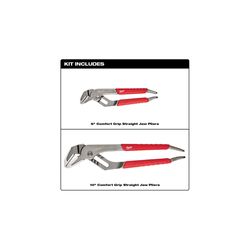 Milwaukee Groove Joint 2 pc Forged Alloy Steel Straight Jaw Pliers Set 6 and 10 in. L