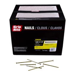 Grip-Rite 12D 3-1/8 in. Sinker Vinyl Steel Nail Countersunk Head 50 lb