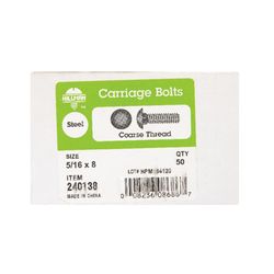 HILLMAN 5/16 in. X 8 in. L Zinc-Plated Steel Carriage Bolt 1 pk