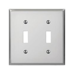 Amerelle Pro Polished Chrome 2 gang Stamped Steel Toggle Wall Plate 1 pk
