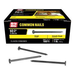 Grip-Rite 6D 2 in. Common Bright Steel Nail Flat Head 1 lb
