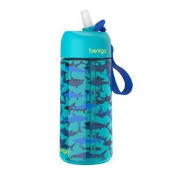 Bentgo 15 oz Blue BPA Free Shark Bottle with Straw Cap