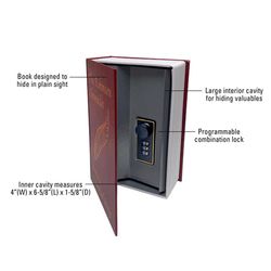 Lucky Line Combination Lock Burgundy Book Safe