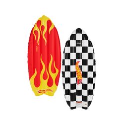 FUNBOY Hot Wheels Multicolored Plastic Inflatable Checkered Flame Surfboard Pool Float