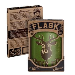 Lucky Jack 8 oz Stainless Steel Buck Up Hip Flask