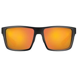 Flying Fisherman Swirl Sunglasses Unisex Matte Black Frame Amber Red Mirror Lens Polarized