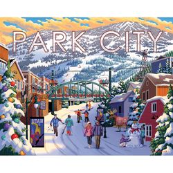 Boardwalk Park City Winter Jigsaw Puzzle Multicolored 500 pc