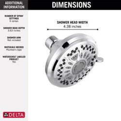 Delta Chrome Plastic 6 settings Showerhead 1.75 gpm