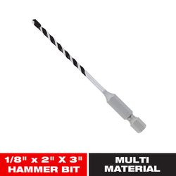 Diablo 1/8 in. X 3 in. L Multi-Material Carbide Tipped Hammer Drill Bit Hex Shank 1 pk
