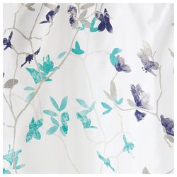 iDesign Twiggy Floral 72 in. H X 72 in. W Teal/Navy Floral Shower Curtain Polyester