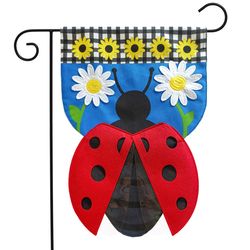 Briarwood Lane Sculpted Ladybug Garden Flag 12.5 in. W X 18 in. L