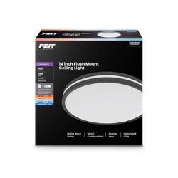 Feit 2.6 in. H X 14 in. W X 14 in. L Matte Black Black Ceiling Fixture
