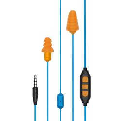 Plugfones Guardian Plus 29 dB Nylon/Silicone/Soft Foam 3.5 MM Jack Earplugs/Earphones w/Mic Blue/Ora