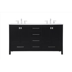 Home Living Ellington Double Black Vanity and Top 60 in. W X 22 in. D X 34 in. H