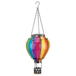 Regal Art & Gift 23.5 in. Solar Power Glass/Metal Balloon Rainbow Multicolored Lantern