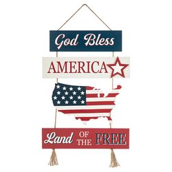 Glitzhome God Bless America Land Of The Free Door Hanger MDF Wood 1 pc