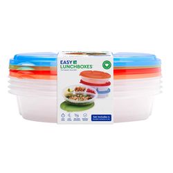 Bentgo Easy Lunch Boxes 4 compartments Assorted Lid, Clear Bottom Bento Box 4 pk