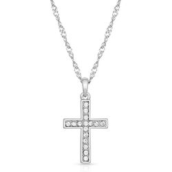 Montana Silversmiths Women's Rhinestone Cross Silver Necklace Water Resistant