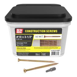 Grip-Rite No. 10 wire X 3-1/2 in. L Star Flat Head Coarse Construction Screws