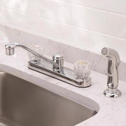 Oakbrook Collection Essentials Two Handle Chrome Kitchen Faucet Side Sprayer Included