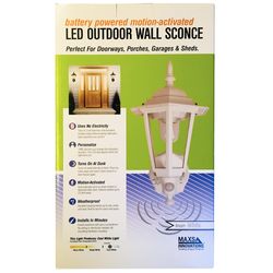 MAXSA Innovations Motion-Sensing LED White Outdoor Light Fixture Battery Powered
