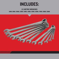 CRAFTSMAN OVERDRIVE 6 Point Metric Wrench Set 11 pc