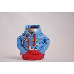 Puffin Drinkwear Blue/Red Cotton Peanuts Blue Sky Snoopy Hoodie Can Holder