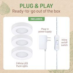 Birch Harbor Lighting White Plug-In LED Puck Light Kit 1 pk