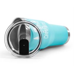 Camco 30 oz Cool Blue BPA Free Insulated Tumbler with Travel Lid