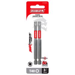Diablo Torx #40 X 3.5 in. L Driver Bit Steel 2 pk