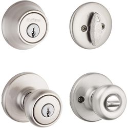 Kwikset Tylo Satin Nickel Entry Knob and Single Cylinder Deadbolt 1-3/4 in.