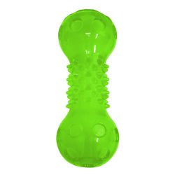 Hyper Pet Dura-Squeaks For Dog Green TPR Barbell Dog Toy 1 pk