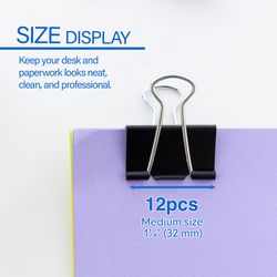 Bazic Products Medium Black/Silver Binder Clips 8 pk