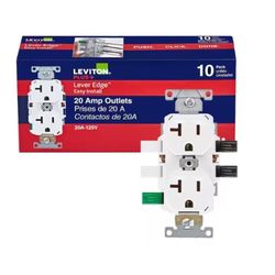 Leviton Lever Edge 20 amps 125 V White Outlet 10 pk