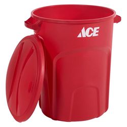 Ace 32 gal Red Plastic Trash Can Lid Included