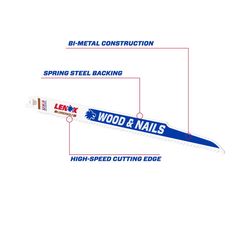 LENOX LUMBERWOLF 12 in. Bi-Metal Reciprocating Saw Blade 6 TPI 25 pk
