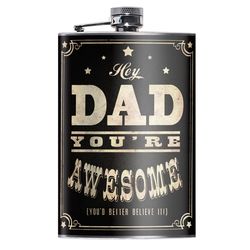 Lucky Jack 8 oz Stainless Steel Awesome Dad Hip Flask