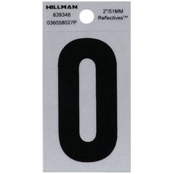 HILLMAN 2 in. Reflective Black Vinyl  Self-Adhesive Letter O 1 pc