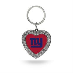 Rico NFL New York Giants Rhinestone Heart Keychain Metal 1 pc