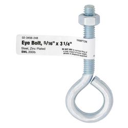 Hampton 5/16 in. X 3-1/4 in. L Zinc-Plated Steel Eyebolt Nut Included