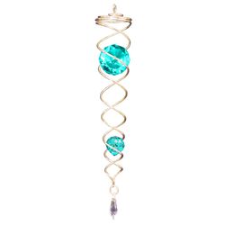 Spinfinity Designs Multi-color Stainless Steel 13.62 in. Gold/Aqua Twister Outdoor Spinner
