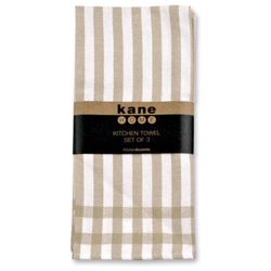 Kane Home Taupe/White Cotton Striped Kitchen Towel 3 pk