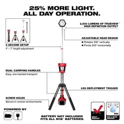 Milwaukee M18 Rocket Tower Light w 2PK 6ah Batteries