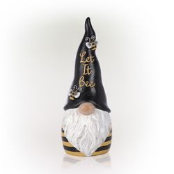 Alpine Polyresin Black/Yellow 12 in. Gnome Statue