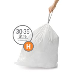 Simplehuman Custom Fit Code H 9 gal Trash Can Liners Drawstring 60 pk