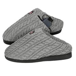 ActionHeat Heated Cable Knit Slippers L/XL Gray 1 pair