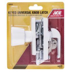 Ace Polished White Metal Keyed Universal Knob Latch 1 pk