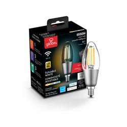 Globe Electric Wi-Fi Smart Home B11 E12 (Candelabra) Smart-Enabled LED Bulb Tunable White 40 Watt Eq
